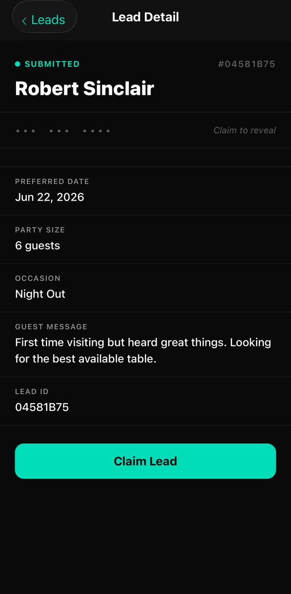 Bottle Service Pro — claim to reveal guest contact
